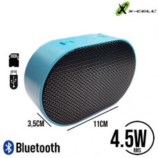 Mini Caixa de Som Portátil Bluetooth/SD/Aux/USB 4.5W RMS X-Cell XC-MS-04 - Azul